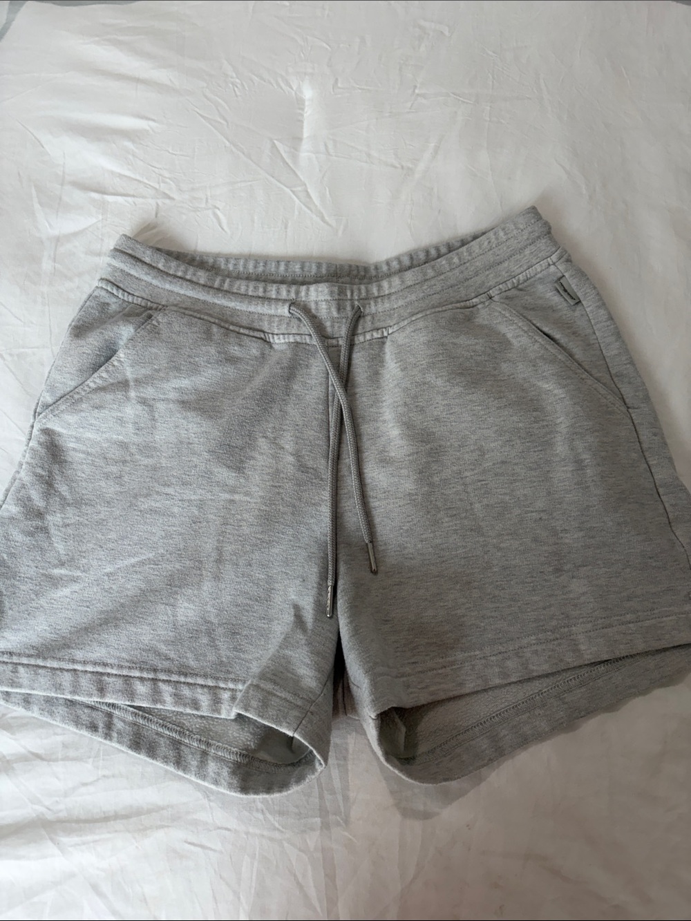 Eddie Bauer Light Gray High-Waist Drawstring Shorts